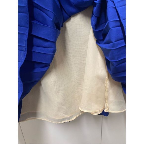 Suncoo Paris Colorblock Blue Cream Pleated Sleeveless Dress Size Small/Medium - Picture 4 of 9